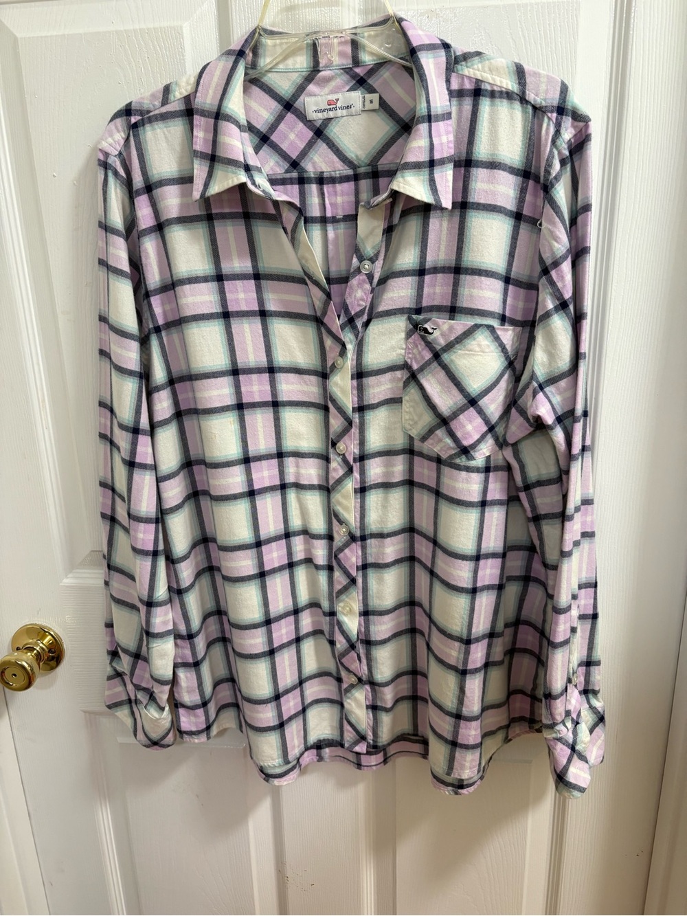 Vineyard Vines ladies flannel shirt, Preloved, small stain as pictured